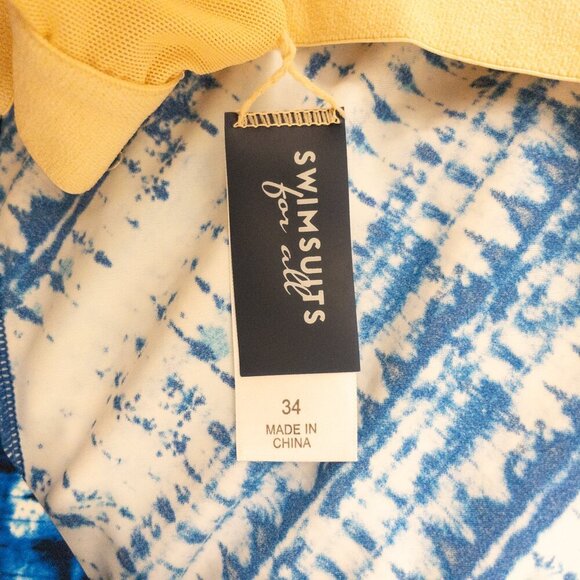 Swimsuits For All Blue Ruffle Plus Size Swim Top Size 34 Adjustable Straps - Picture 3 of 3